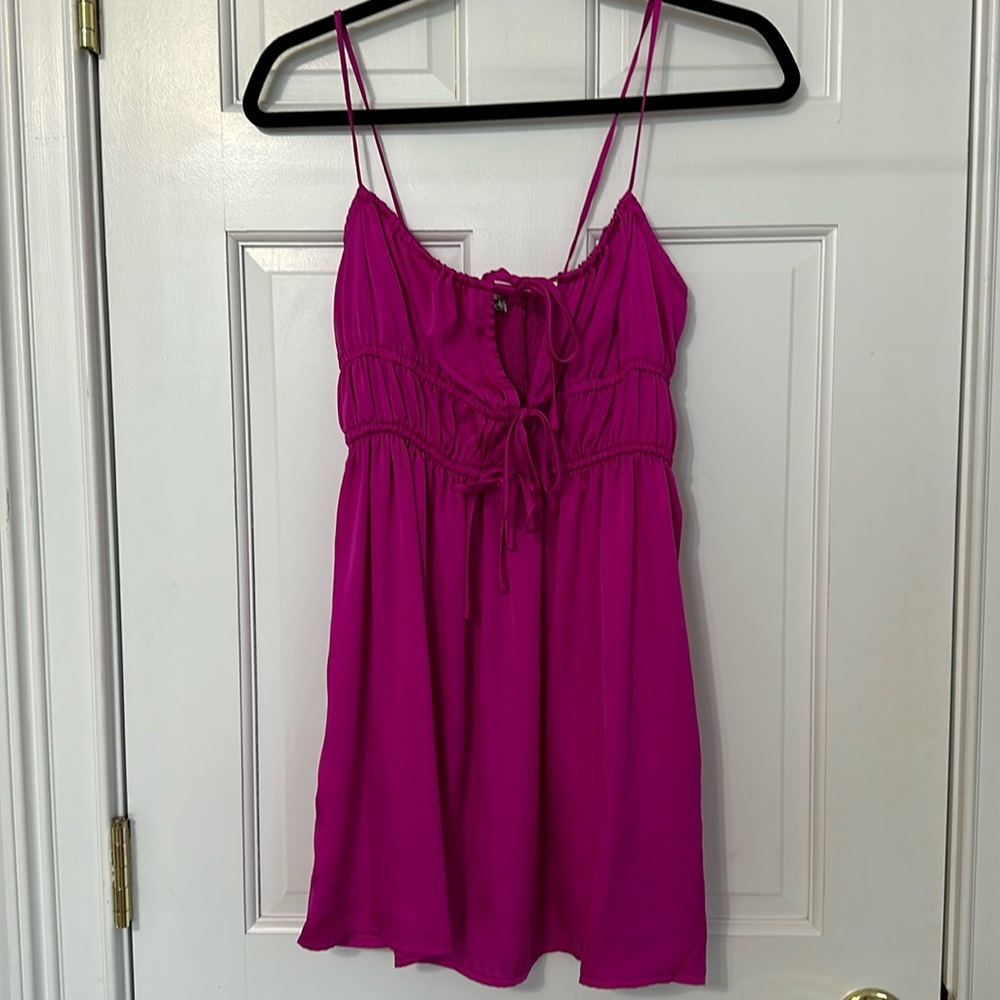 Free people magenta silk tie dress